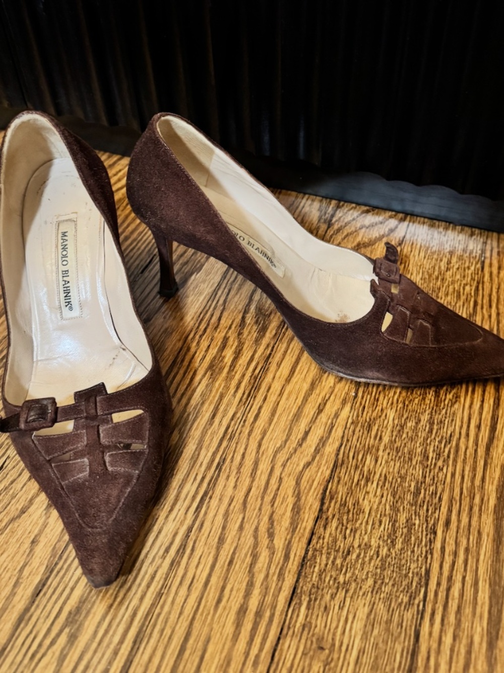 Manolo Blahnik Brown Suede Heels 38